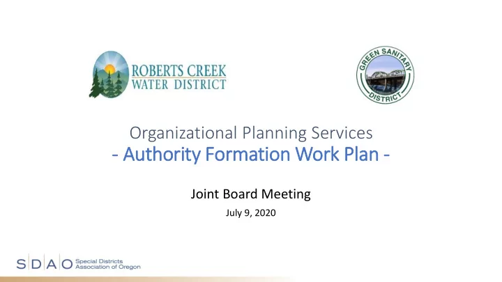 author ority ity f formati tion on w work p plan