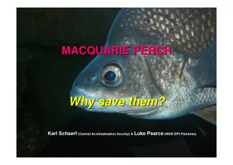 Why save them?  Why save them? Karl Schaerf (Central Acclimatisation Society) &amp; Luke Pearce