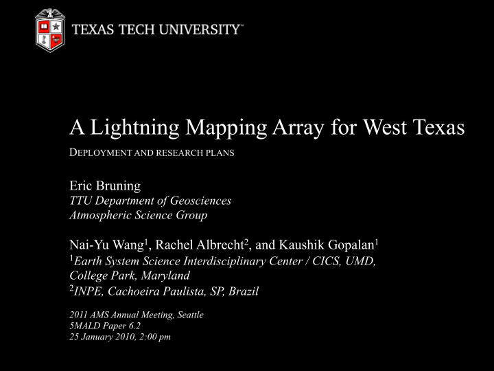 a lightning mapping array for west texas
