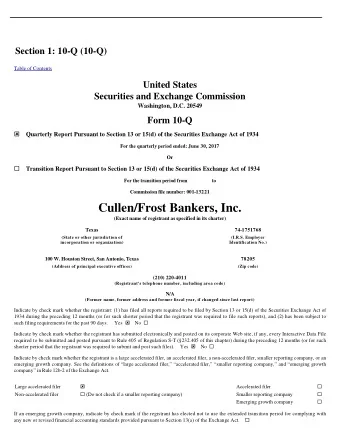 Cullen/Frost Bankers, Inc. (Exact name of registrant as specified in its charter) Texas 74 -