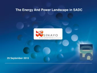 The Energy And Power Landscape in SADC  29 September 2015  On the Agenda    Who is Frost &amp;