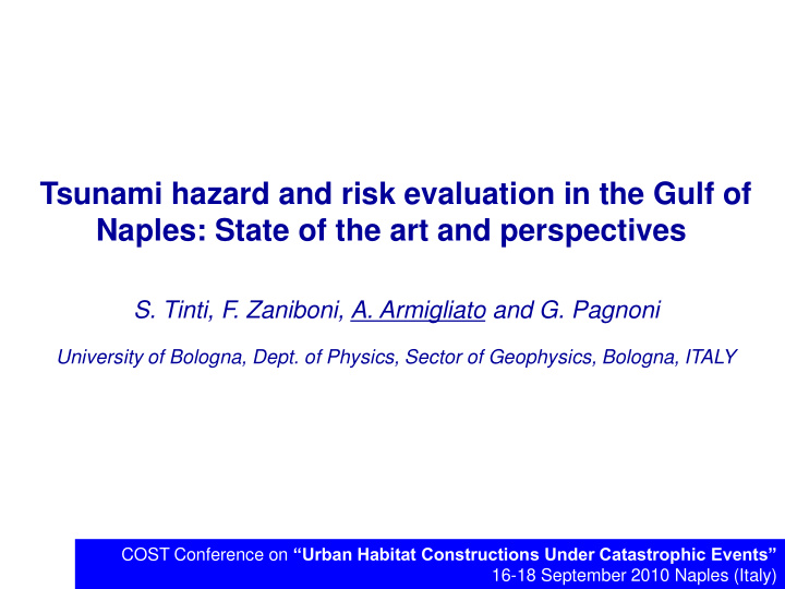 tsunami hazard and risk evaluation in the gulf of