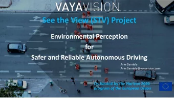 See the View (STV) Project  Environmental Perception  for  Safer and Reliable Autonomous Driving
