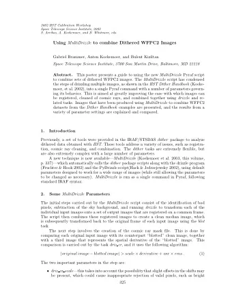 Using MultiDrizzle to combine Dithered WFPC2 Images  Gabriel Brammer, Anton Koekemoer, and Bulent