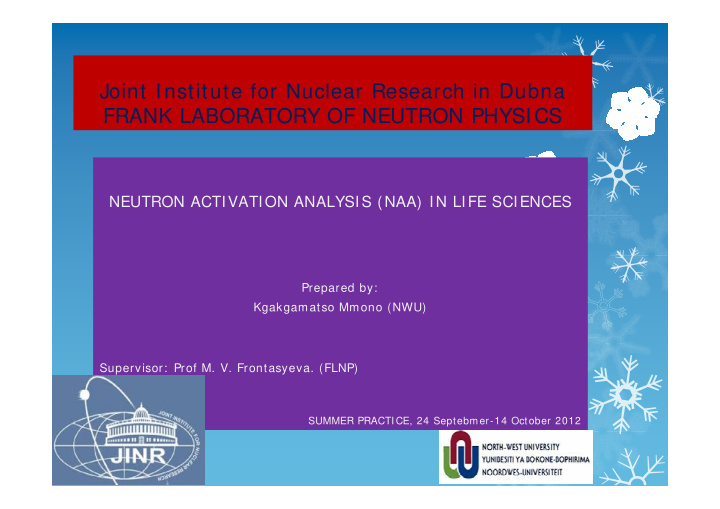 joint institute for nuclear research in dubna frank