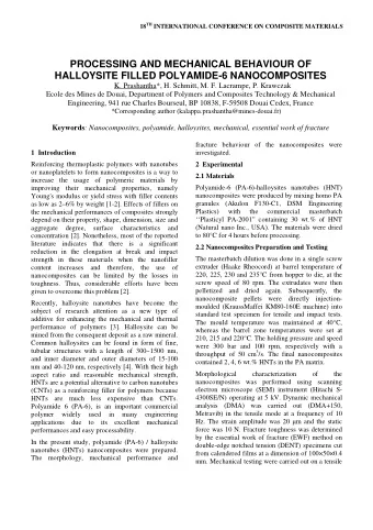 PROCESSING AND MECHANICAL BEHAVIOUR OF  HALLOYSITE FILLED POLYAMIDE-6 NANOCOMPOSITES K.