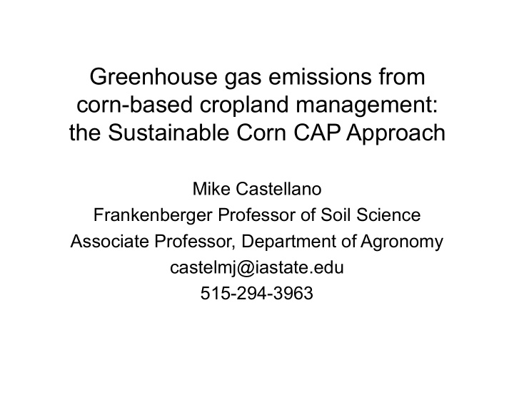 greenhouse gas emissions from corn based cropland