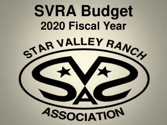 SVRA Budget  2020 Fiscal Year  2020 SVRA  Assessment  The Maximum Annual Assessment is  determined