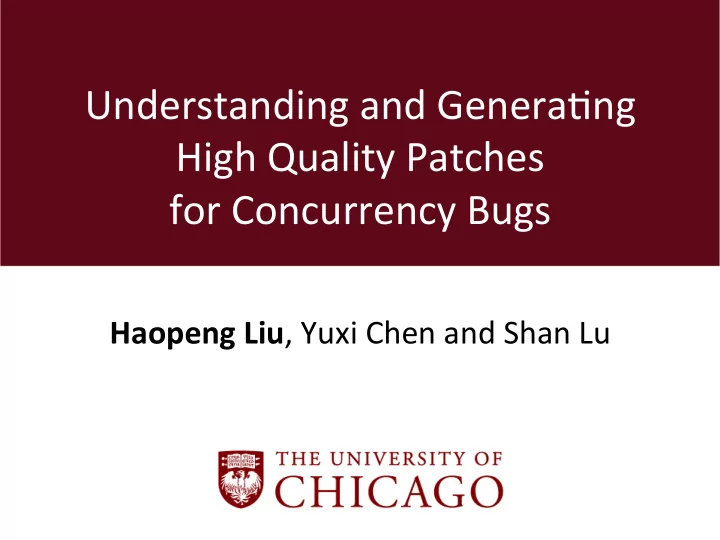 understanding and genera ng high quality patches for