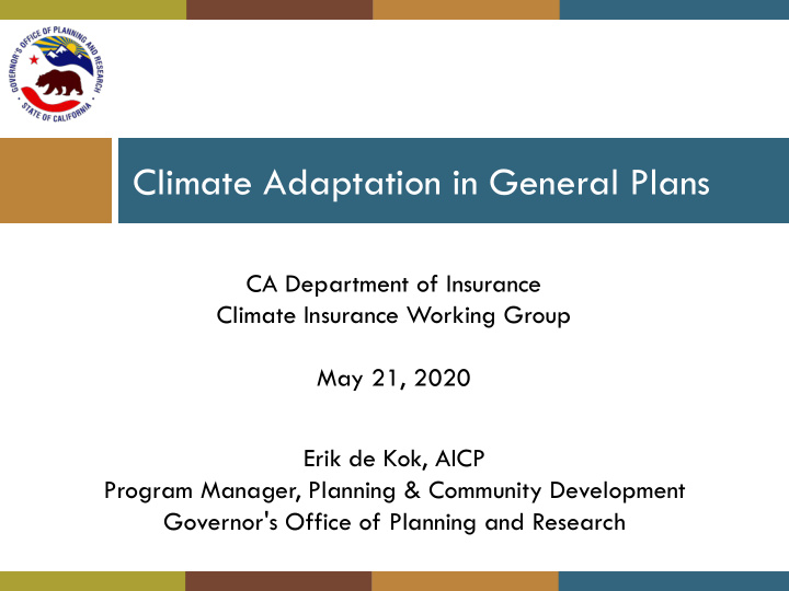 climate adaptation in general plans