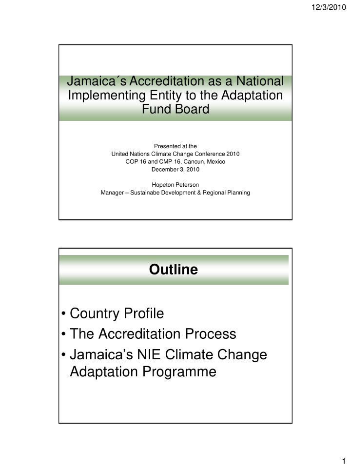 outline country profile the accreditation process jamaica