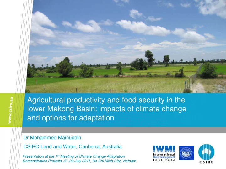 agricultural productivity and food security in the lower