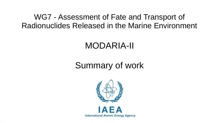 modaria ii summary of work