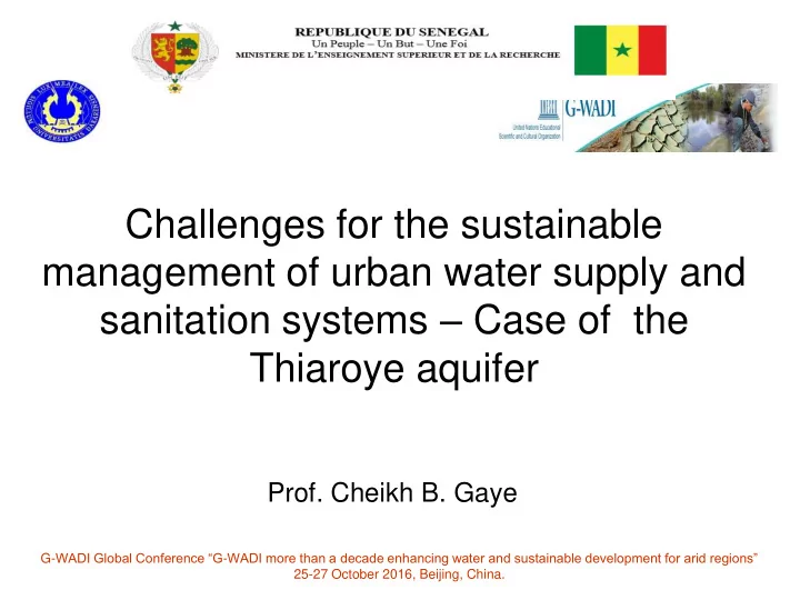 challenges for the sustainable