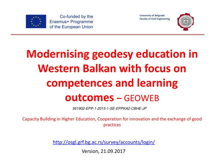 modernising geodesy education in western balkan with