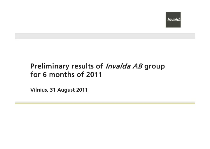 preliminary results of invalda ab invalda ab invalda ab