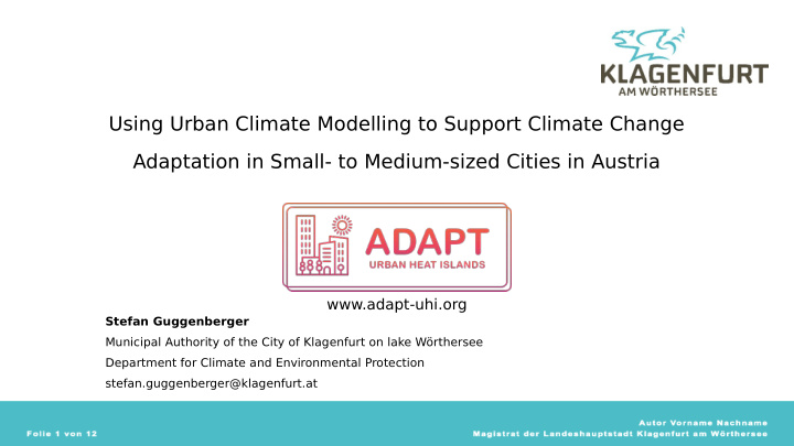 using urban climate modelling to support climate change