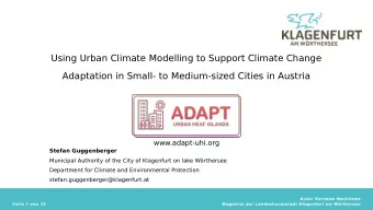 Using Urban Climate Modelling to Support Climate Change  Adaptation in Small- to Medium-sized