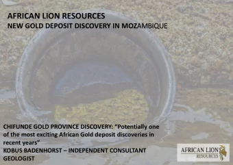 AFRICAN LION RESOURCES NEW GOLD DEPOSIT DISCOVERY IN MOZ AMBIQUE  CHIFUNDE GOLD PROVINCE DISCOVERY: