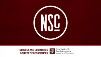 COLLEGE  GE OF GEOSCIE  SCIENCE  CES  S  DEP  EPARTMENT  MENT OF GEOLOG  OGY  Y AND  ND GEOP  OPHYS