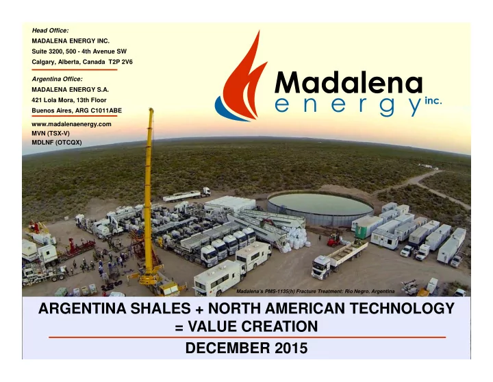 argentina office madalena energy s a