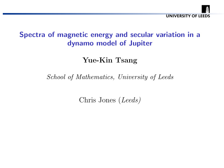 spectra of magnetic energy and secular variation in a