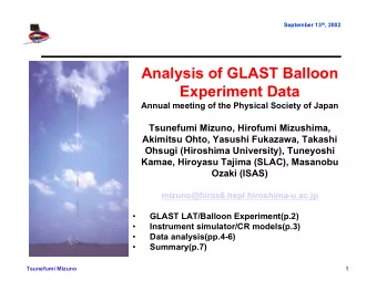 Analysis of GLAST Balloon  Experiment Data  Annual meeting of the Physical Society of Japan