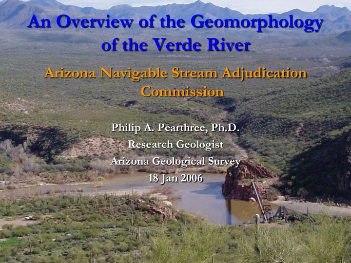 an overview of the geomorphology of the verde river