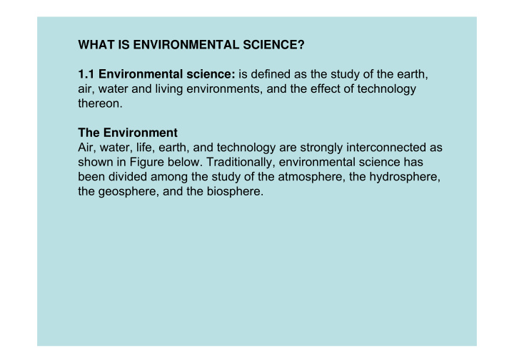 what is environmental science 1 1 environmental science