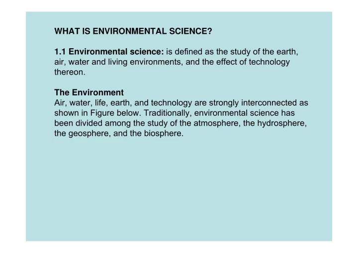 what is environmental science 1 1 environmental science