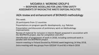 MO  MODARIA I  II: W  WORKING  NG G  GROUP 6  6   BIOSPHE  HERE  RE MO  MODELLING  NG FO  FOR