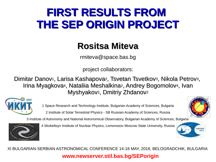 first results from first results from the sep origin