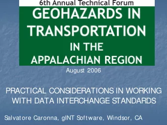 PRACTICAL CONS  IDERATIONS  IN WORKING  WITH DATA INTERCHANGE S  TANDARDS  S  alvatore Caronna,