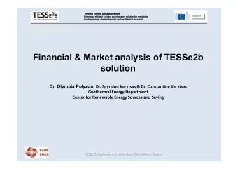 Financial &amp; Market analysis of TESSe2b  solution Dr. Olympia Polyzou, Dr. Spyridon Karytsas
