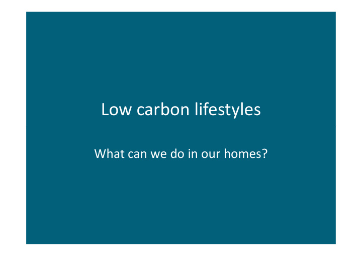 low carbon lifestyles