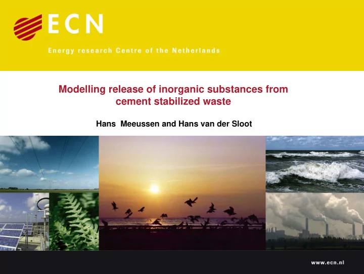 modelling release of inorganic substances from cement