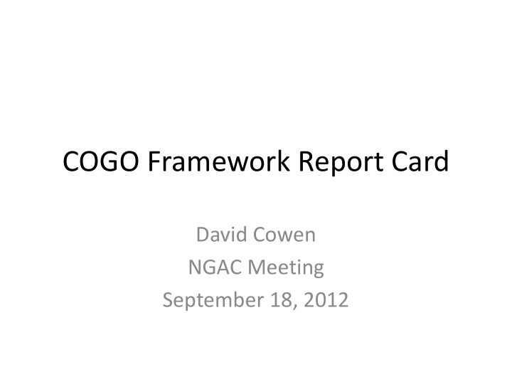 cogo framework report card