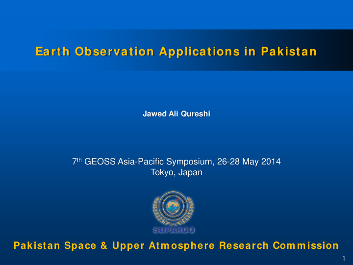 earth observation applications in pakistan