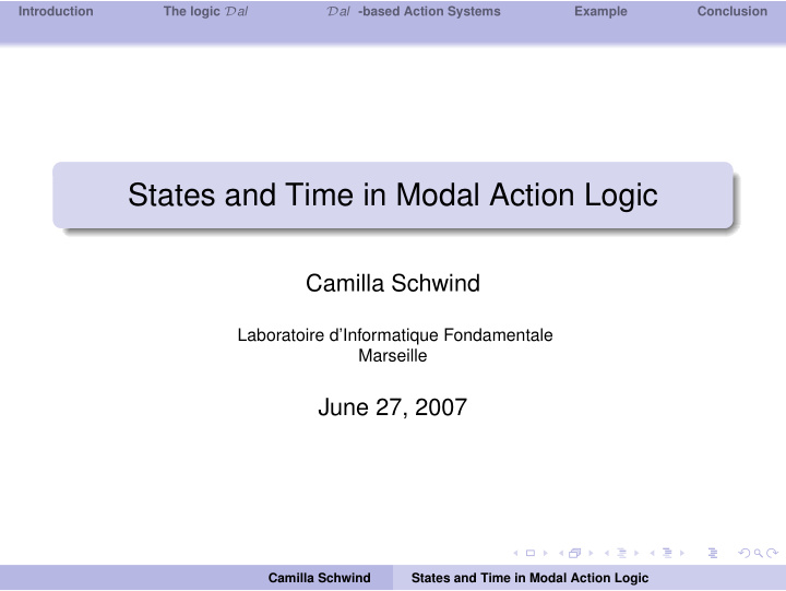 states and time in modal action logic