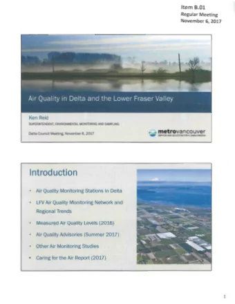 I ntrod uction  . Air Quality Monitoring S tations in D elta   LFV Air Quality Monito r ing