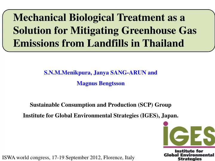 mechanical biological treatment as a solution for