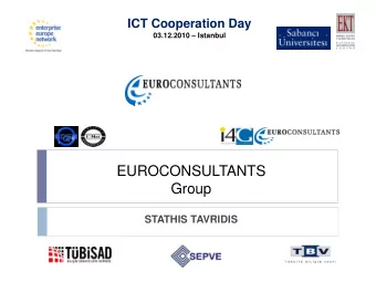 EUROCONSULTANTS  Group  STATHIS TAVRIDIS  Who We Are?  Established in 1990. Developed into one