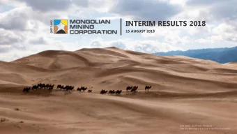 INTERIM RESULTS 2018  (0975.HK)  15 AUGUST 2018  Gobi desert, South Gobi, Mongolia  UHG and BN