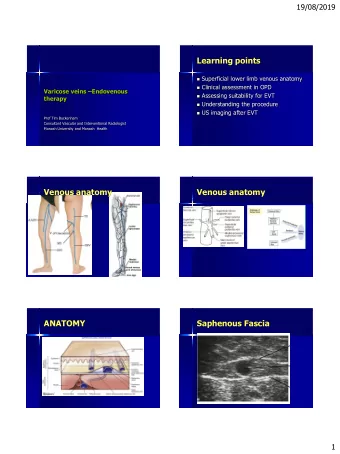 Learning points  Superficial lower limb venous anatomy  Clinical assessment in OPD Varicose