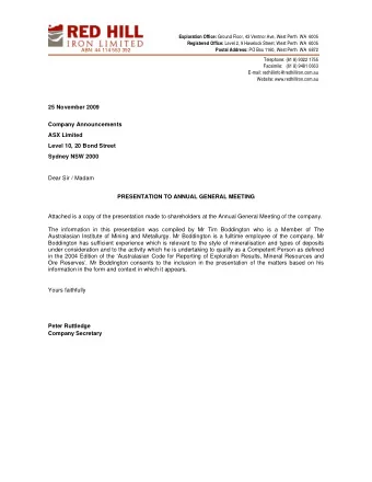 Registered Office: Level 2, 9 Havelock Street, West Perth  WA  6005 ABN: 44 114 553 392 Postal