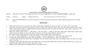 RASHTRASANT TUKADOJI MAHARAJ NAGPUR UNIVERSITY  Item No.1 Applications received for Ph.D.