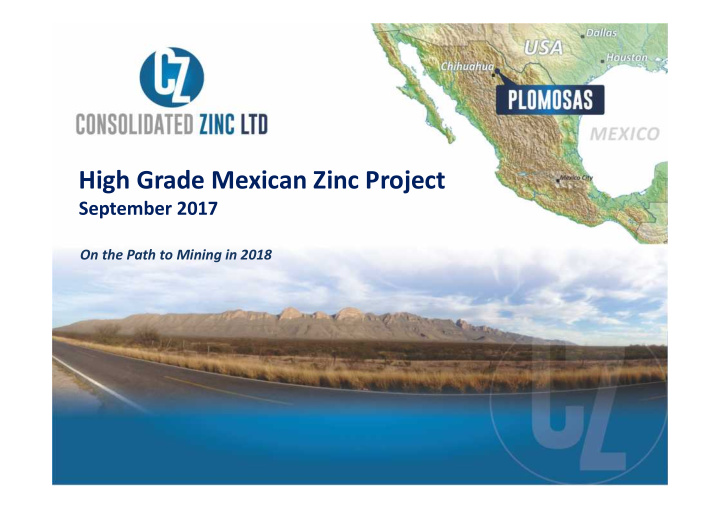 high grade mexican zinc project