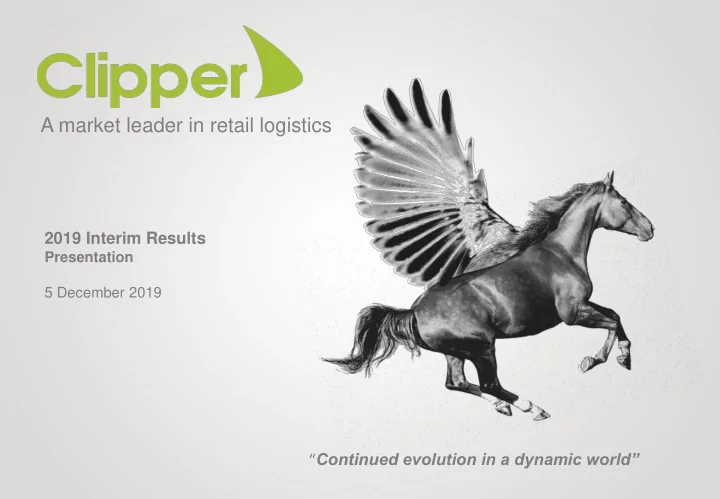 a market leader in retail logistics