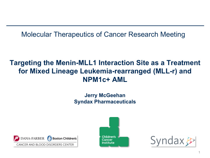 molecular therapeutics of cancer research meeting