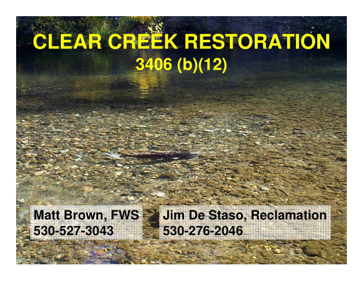 clear creek restoration